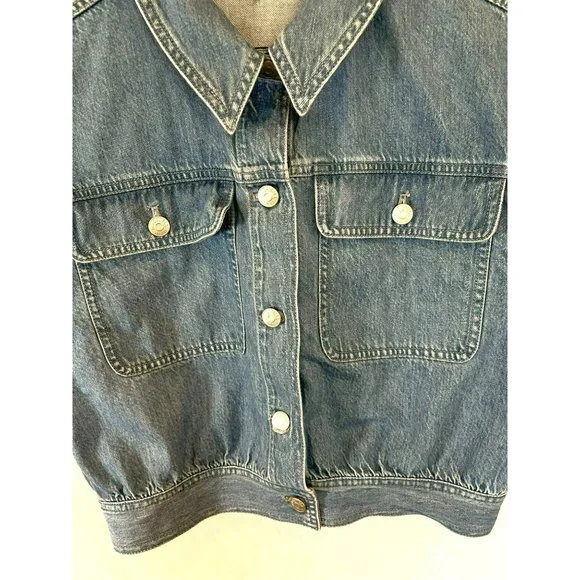 Madewell Women's Collared Denim Vest Light Wash Size Small With Pockets - Picture 6 of 12